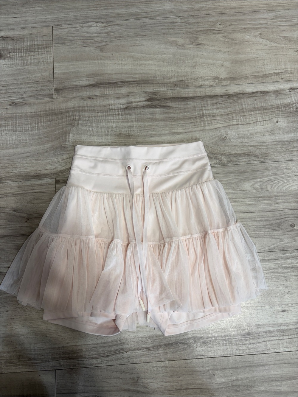 POPFLEX Pale Pink Tiered Tulle Skort with Drawstring Waist